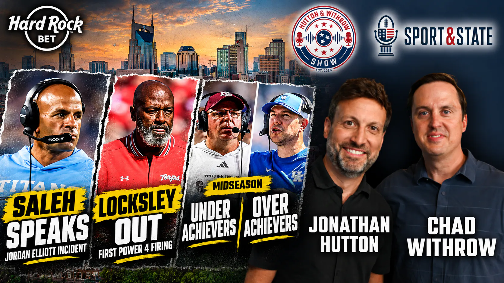 Hutton & Withrow | Titans’ Jordan Elliott Controversy, Maryland Fires Mike Locksley & CFB Over/Underachievers
